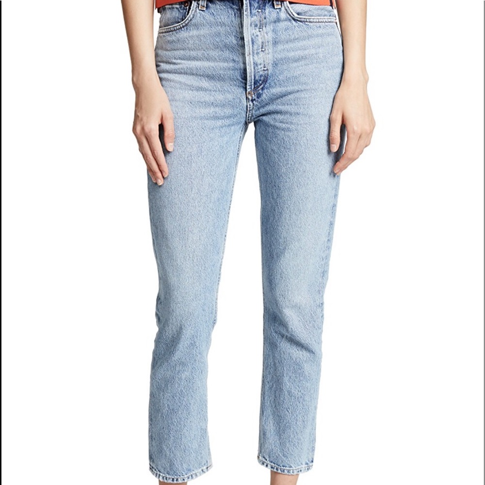 Agolde Riley High Rise Crop Jeans in Renewal - Picture 2 of 7